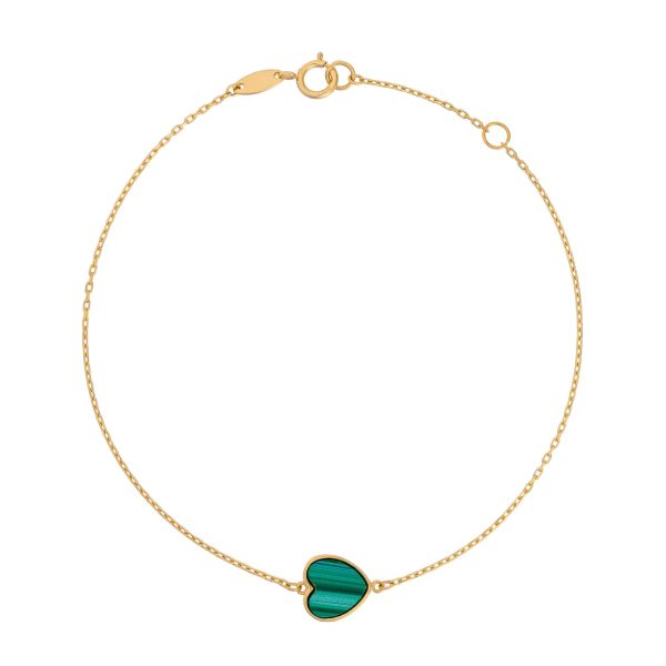 Malachite Heart Bracelet – Uranus Collection, 18K Gold