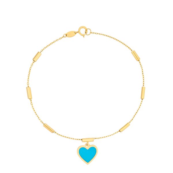 Turquoise Meena Heart Bracelet – Uranus Collection, 18K Gold