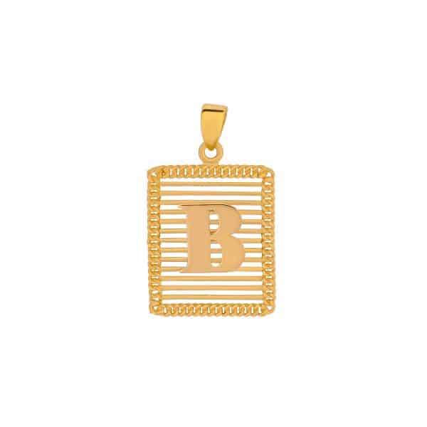 B Initial 18K Gold Pendant