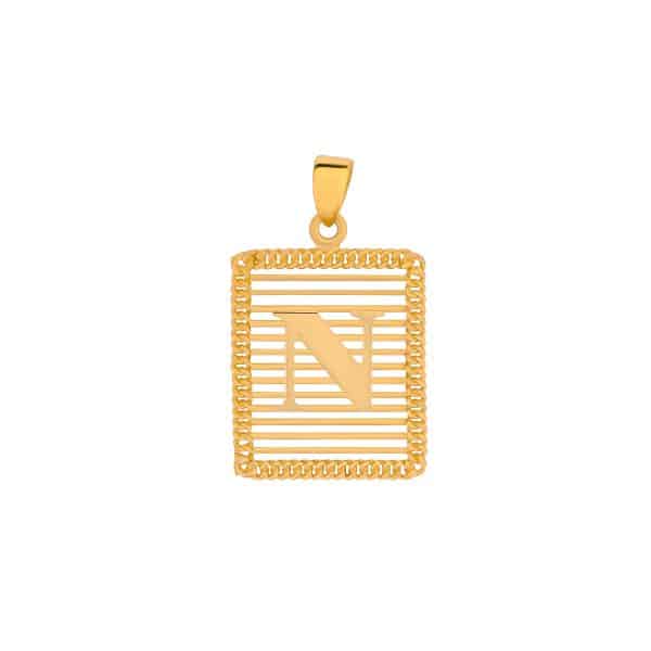 N Initial 18K Gold Pendant