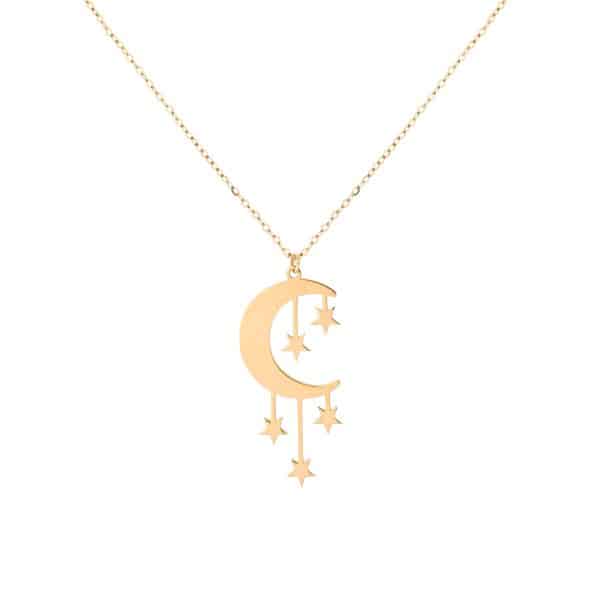 Luna 18K Gold Moon & Stars Necklace