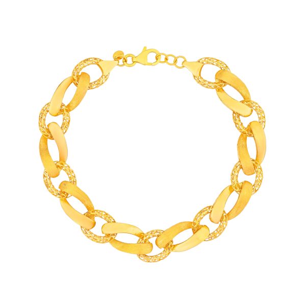 Diyara 21K Yellow Gold Oval Link Bracelet