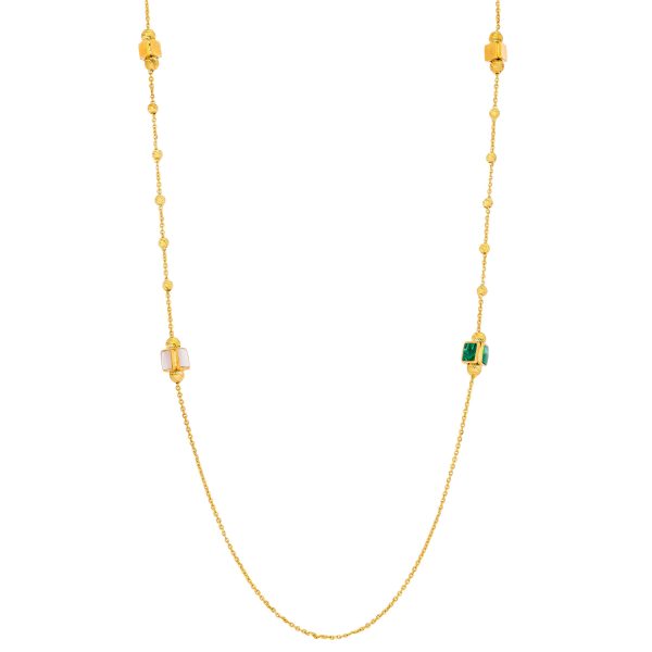 Lavin 18K Gold Gemstone Cube Necklace
