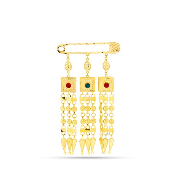 دبوس ميسورة من الذهب الأصفر عيار 21 قيراطًا