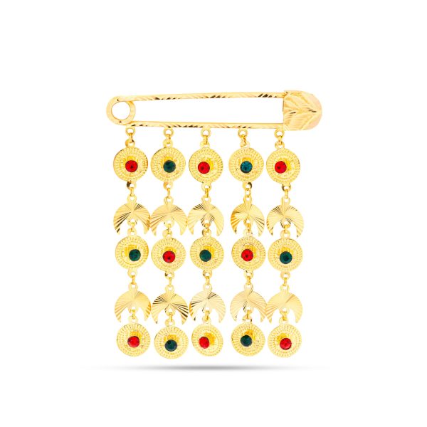 دبوس ميسورة من الذهب الأصفر عيار 21 قيراطًا